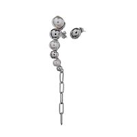 Серьги Moon Paris, Ringo Queen, асимметричные, с жемчугом, MRQ-23.03-011 серебристый