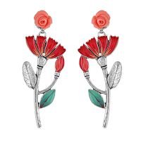Серьги TARATATA, Folk, цветок из полимерной глины,смола, стразы, TT-H23-03931-10M серебристый