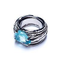 Кольцо Estrosia, сереб., с кристаллом Параиба, ES-ANG10-1A аквамариновый, 17