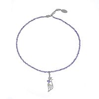 Колье Lanzerotti, Glicine, с аметистом, кристаллом и кошкой, LZ-24.04-200 сиреневый