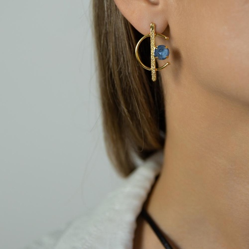 Серьги Catherine Bijoux, Half moon, с кристаллом, CB25.1-5356FG голубой фото 2