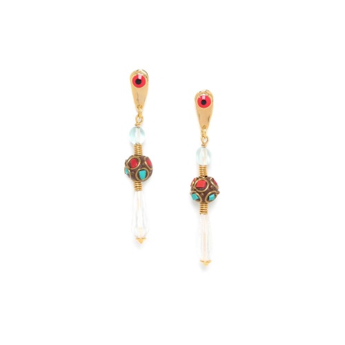 Серьги Nature Bijoux, Raksha, горный хрусталь, цветная эмаль, NB22.1-12-77352 золотистый