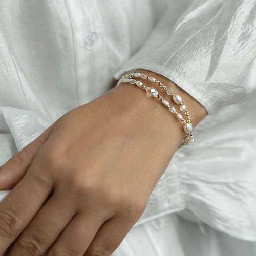 Браслет Lanzerotti, Mustang, двойной, с жемчугом и кристаллами, LZ-25.11-358 белый фото 3