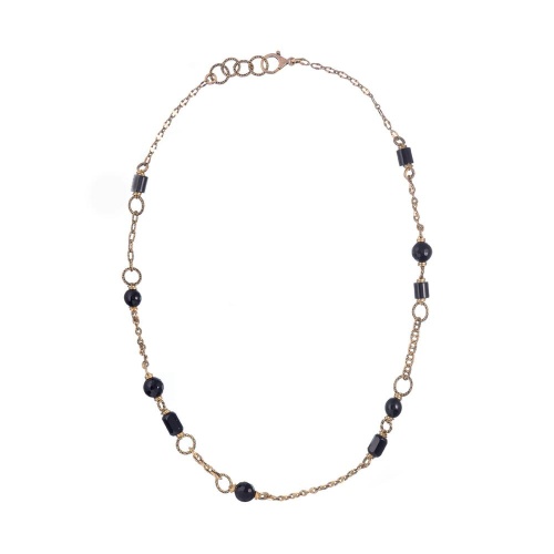 Колье Alcozer&J, с ониксом и агатом, AL-C58BW24-R черный