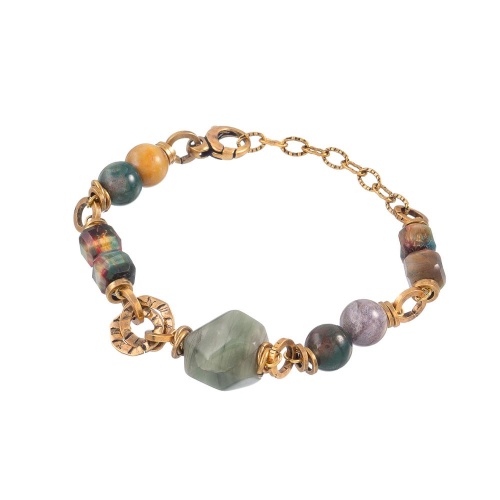 Браслет Alcozer&J, с агатом и тигровым глазом, AL-B38AE26-R зеленый