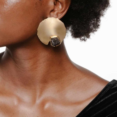 Серьги Katerina Vassou, Jovena, с позолоченным элементом и друзой агата, KV26.1-308380G черный фото 3