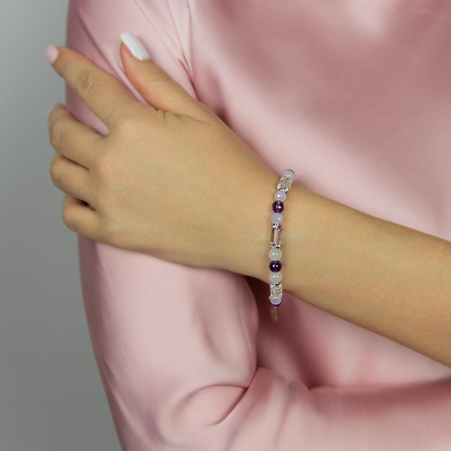 Браслет Lanzerotti, Iris, с аметистом, кунцитом и кристаллами, LZ-26.03-069 фиолетовый фото 2