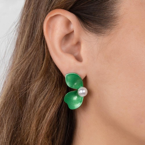 Серьги Moon Paris, с жемчужной бусиной, Mo-Y24.06-061 зеленый фото 2