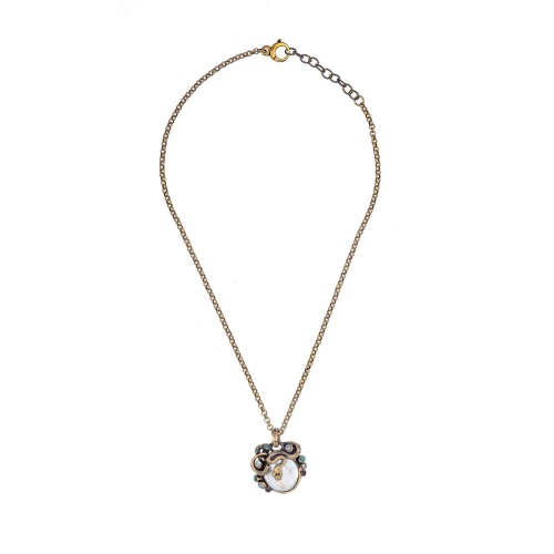 Колье Alcozer&J, змея, жемчуг, изумруд, гранат, Swarovski, AL2502-C68NE24 белый фото 2