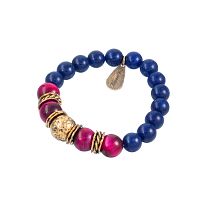 Браслет Alcozer&J, стрейч, розовый тигровый глаз, лазурит, AL-B48DT24-R синий