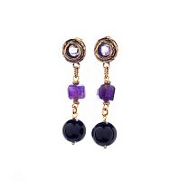 Серьги Alcozer&J, с ониксом и аметистом, AL-O48DG26-R фиолетовый