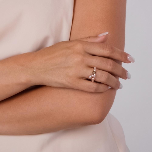 Кольцо Lanzerotti, Pesca, стрейч, с жемчугом и кристаллами, LZ-24.05-230 розовый фото 2