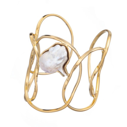 Браслет Katerina Vassou, Dream, кафф, с жемчугом, KV23-307646G золотистый