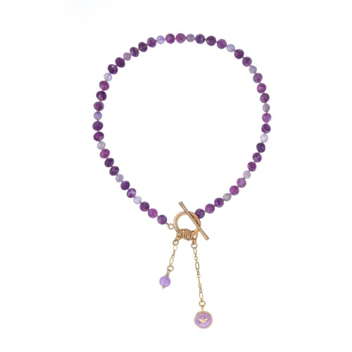 Колье Lanzerotti, Iris, с лепидолитом, агатом и аметистом, LZ-26.03-083 лиловый