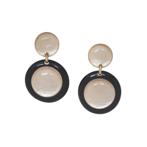 Серьги Nature Bijoux, Saint Honore, с рогом и ракушками Capiz в смоле, NB26.1-12-90511 черный фото 2