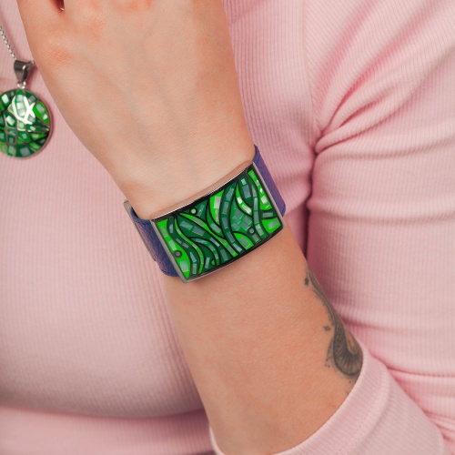 Браслет Fiore Luna на кожаном синем ремешке, CB00230-11 G/S фото 4