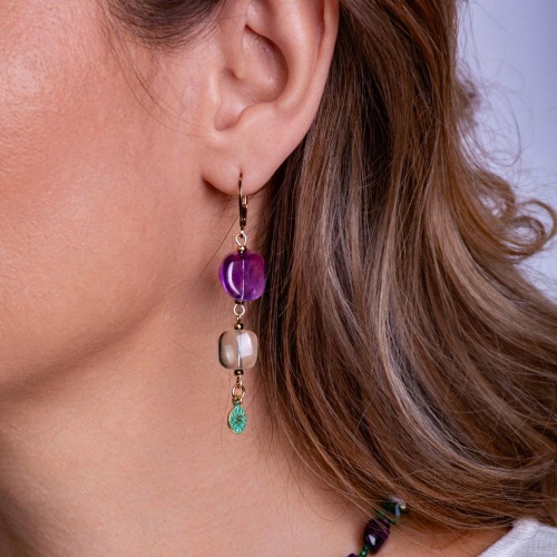 Серьги Lanzerotti, Ispirazione, флюорит, аметист, LZ-24.10-448 фиолетовый фото 2