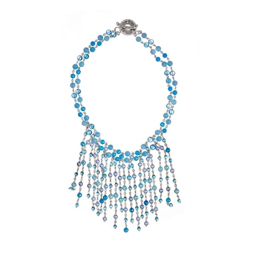 Колье Lanzerotti, Marino, с аквамарином, топазом и перламутром, LZ-25.06-176 голубой