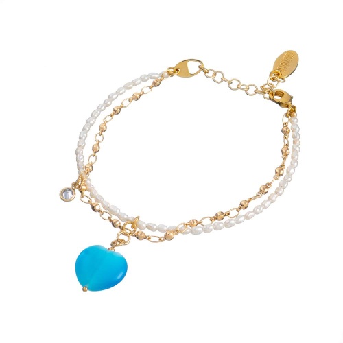 Браслет Lanzerotti, Marino, с жемчугом, кошачьим глазом, кристаллом, LZ-25.06-137 голубой