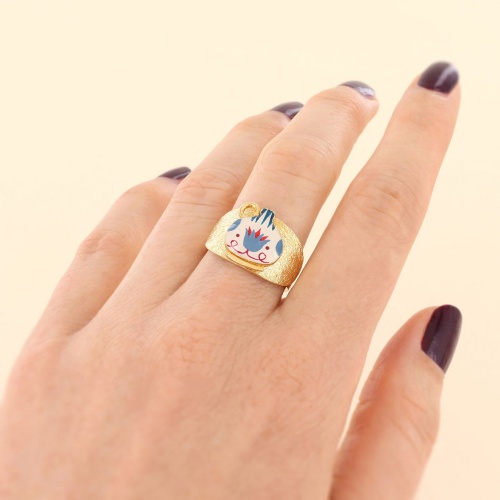 Кольцо TARATATA, Antique, разъемное, с цветной смолой и рисунком, TT-H25-07421-20M золотистый фото 2