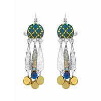 Серьги TARATATA, Galapagos, золотая краска, бусины гематита, нефрита, TT-E25-10702-107 зеленый