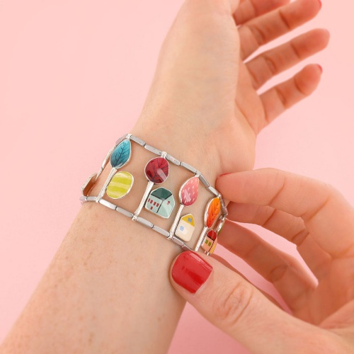 Браслет TARATATA, Mon ptit village, с цветной смолой, узорами, гематитом, TT-H25-03304-10M серебристый фото 2