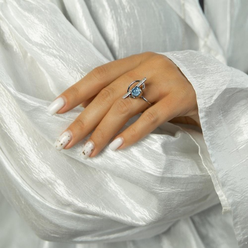 Кольцо Catherine Bijoux, Half moon, разъемное, с кристаллом, CB25.1-5356DS голубой фото 2