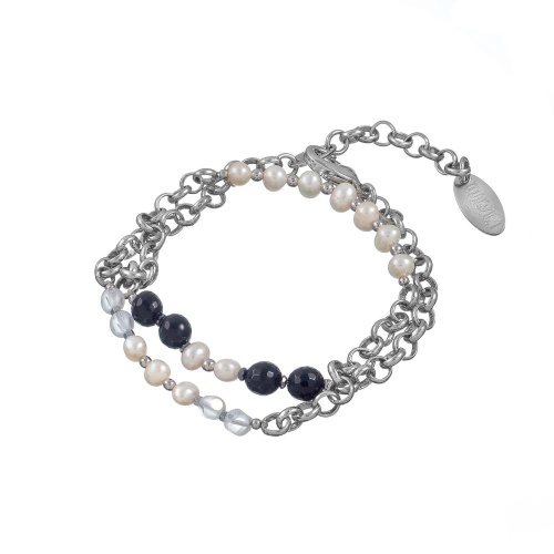 Браслет Lanzerotti, Pianoforte, в несколько оборотов, жемчуг, оникс, LZ-26.01-005 черный