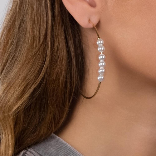 Серьги Moon Paris, Ringo, полукольца, с жемчужными бусинами, MR-24.06-046 золотистый фото 2