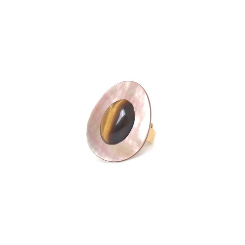 Кольцо Nature Bijoux, Jaguar, с перламутром и тигровым глазом, NB25.2-19-25915 коричневый