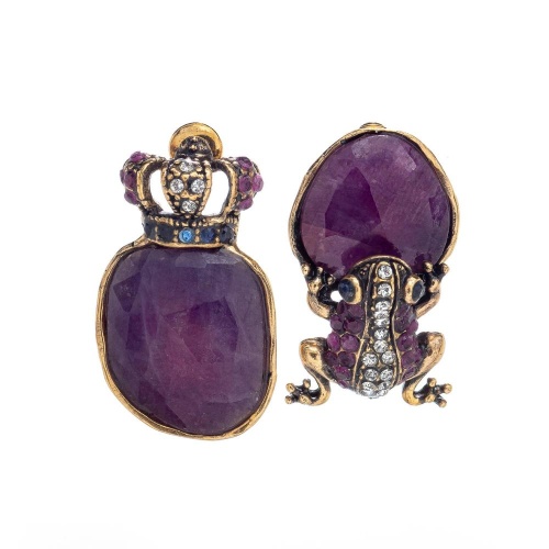 Серьги Alcozer&J, асимметрия, рубин, сапфир, Swarovski, AL2411-O128CP24 лиловый