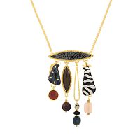 Колье TARATATA, Zebra, песчаник, гелиолит, тигровый глаз, яшма, TT-H25-04107-20M золотистый