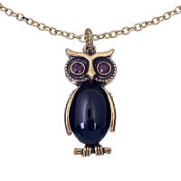 Колье Alcozer&J, подвеска-сова, оникс, гранат, Swarovski, AL-C5255C золотистый