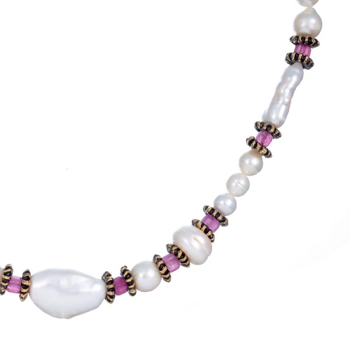 Колье Alcozer&J, жемчуг, турмалин, пералумтр, AL2502-C88LC24 белый фото 2