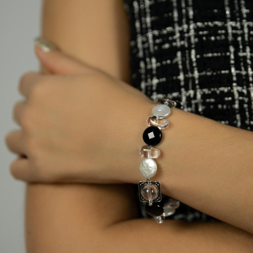 Браслет Lanzerotti, Pianoforte, с жемчугом, ониксом и хрусталем, LZ-25.12-394 черный фото 2