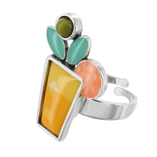 Кольцо TARATATA, Cocktail, разъемное, с цветной смолой и бусинами, TT-E24-05410-10M серебристый фото 2