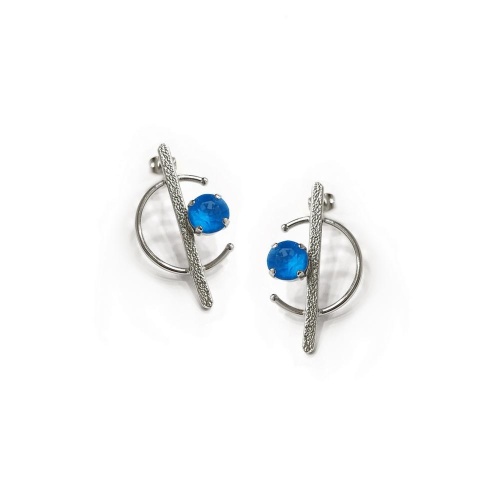 Серьги Catherine Bijoux, Half moon, с кристаллом, CB25.1-5356FS голубой