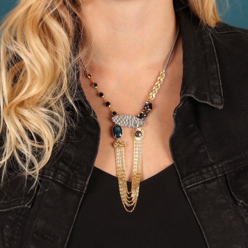 Колье TARATATA, Illusion, с перламутровыми и стеклянными бусинами, TT-W23-07112-204 синий фото 5