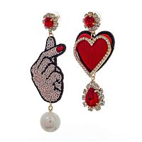 Серьги Moon Paris, Ringo Queen, асимметричные, "Жест любви", MRQ-24.05-019 красный