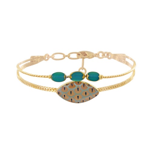 Браслет TARATATA, Fuchsia, смола, стеклянные бусины, золотая краска, TT-E25-02304-207 зеленый