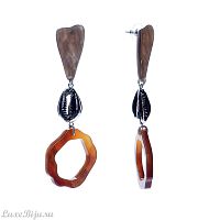 Серьги Moon Paris, ракушки, кольца,, Mo-1911-200 серебристый