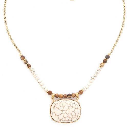 Колье Nature Bijoux, Alhambra, с перламутром, говлитом, пейзажной яшмой, NB25.1-15-43422 коричневый фото 2