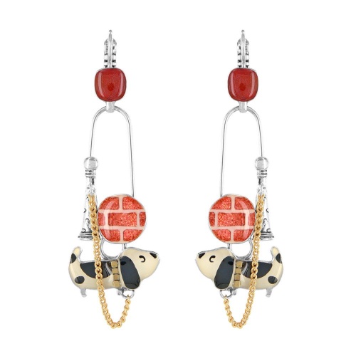 Серьги TARATATA, Pas bouger!, цветная смола, слюдяной порошок, гематит, TT-W25-06759-10M серебристый