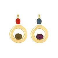 Серьги TARATATA, Ringo, асимметричные, с цветной смолой, TT-E25-09791-20M золотистый