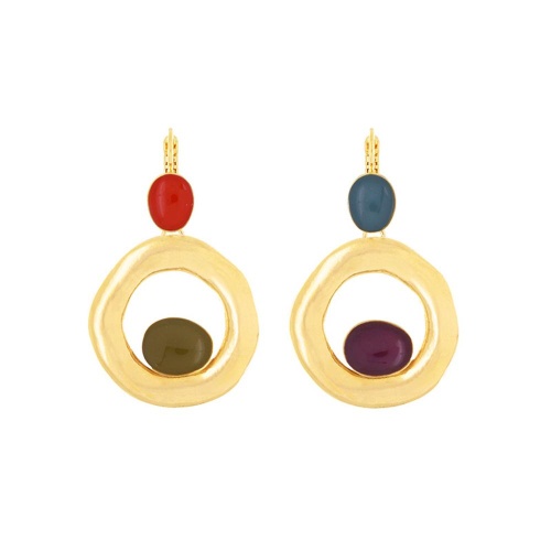 Серьги TARATATA, Ringo, асимметричные, с цветной смолой, TT-E25-09791-20M золотистый