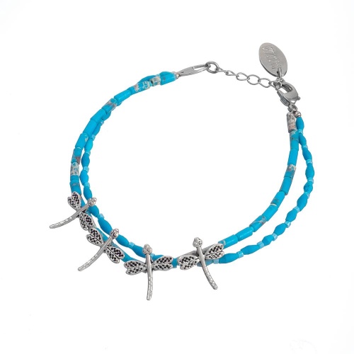 Браслет Lanzerotti, Marino, варисцит, бирюза, подвески-стрекозы, LZ-25.06-154 голубой
