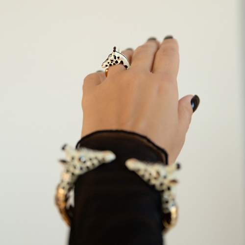 Кольцо Polina Firenze, незамкнутое, жираф с эмалью, PF26.1-AN2510 бежевый, 17 фото 3