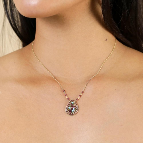 Колье Franck Herval, Cassandra, гранат, говлит, унакит, эмаль, FH25.2-15-64443 бордовый фото 3