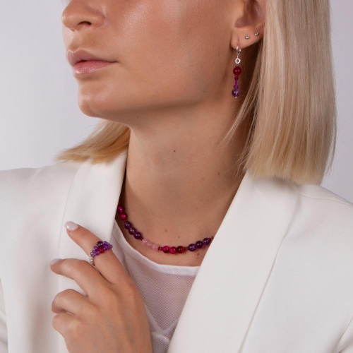 Серьги Lanzerotti, Monroe, аметист, тигровый глаз, агат, турмалин, LZ-23.07-291 фиолетовый фото 4