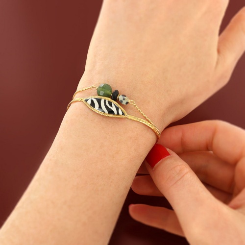 Браслет TARATATA, Zebra, смола, яшма, гематит, оникс, агат, TT-H25-04305-202 черный фото 2